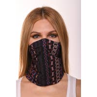 Purple & Navy Chain Scarf Mask - tuttostyle4u