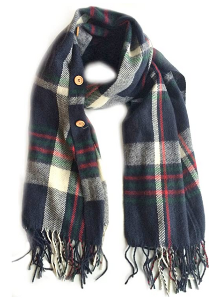 Ruana Blanket Scarf w/Buttons Women’s Large Shawl or Wrap - tuttostyle4u