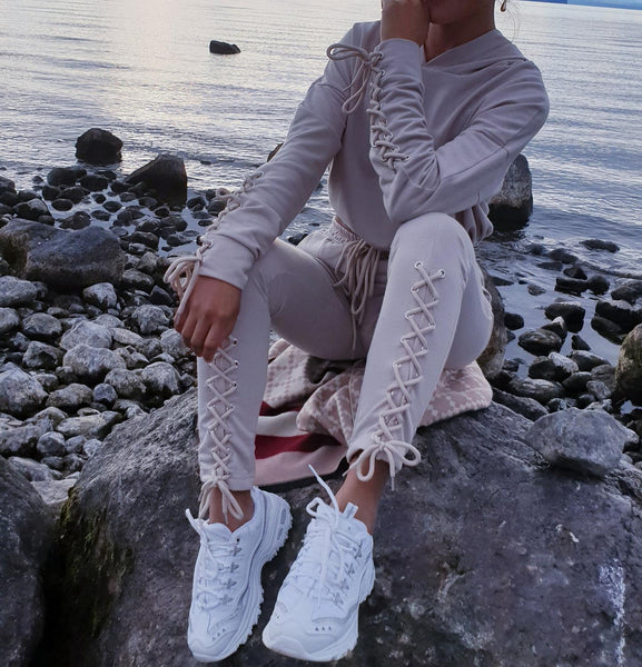 Set Workout Long Sleeve Suit Cotton Women Tracksuit Crop Top And Pants Set Lady - tuttostyle4u