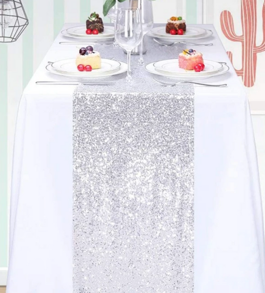 Party Glitter Table Runner Silver - tuttostyle4u