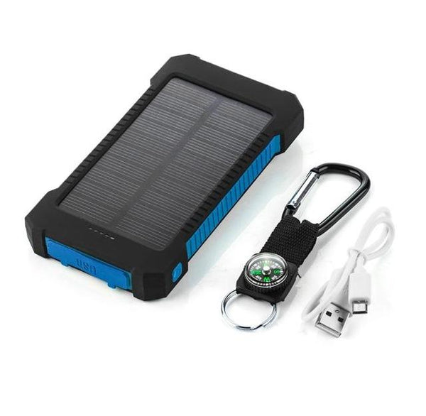 Solar Power Bank 10000mah Dual USB Li-Polymer Solar Battery Charger Waterproof - Travel With a compass LED light - tuttostyle4u