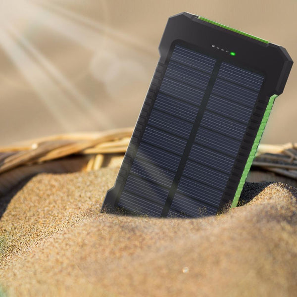 Solar Power Bank 10000mah Dual USB Li-Polymer Solar Battery Charger Waterproof - Travel With a compass LED light - tuttostyle4u