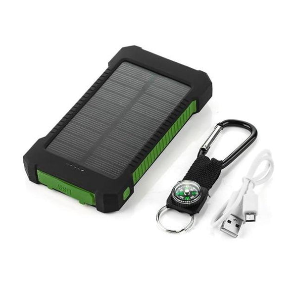 Solar Power Bank 10000mah Dual USB Li-Polymer Solar Battery Charger Waterproof - Travel With a compass LED light - tuttostyle4u