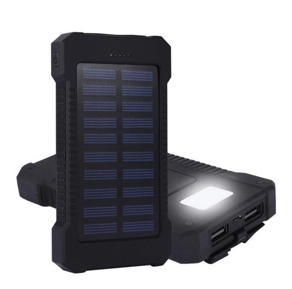 Solar Power Bank 10000mah Dual USB Li-Polymer Solar Battery Charger Waterproof - Travel With a compass LED light - tuttostyle4u