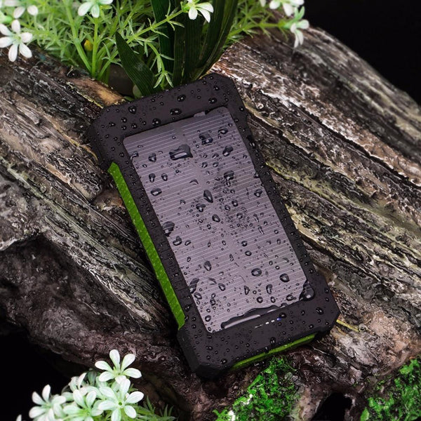 Solar Power Bank 10000mah Dual USB Li-Polymer Solar Battery Charger Waterproof - Travel With a compass LED light - tuttostyle4u