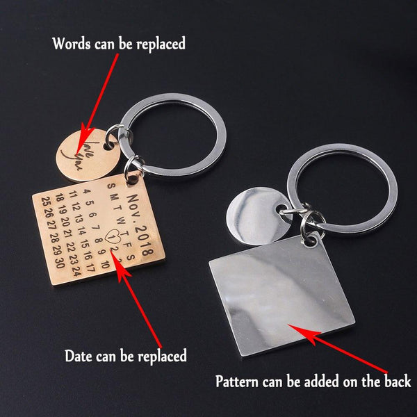 Stainless Steel Custom Calendar Keychain Personalized - tuttostyle4u