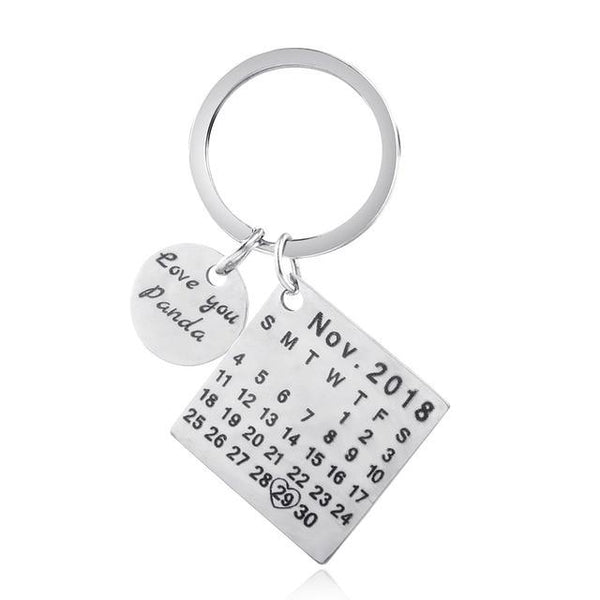 Stainless Steel Custom Calendar Keychain Personalized - tuttostyle4u