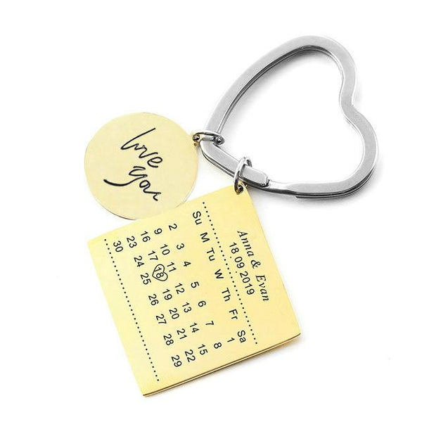 Stainless Steel Custom Calendar Keychain Personalized - tuttostyle4u