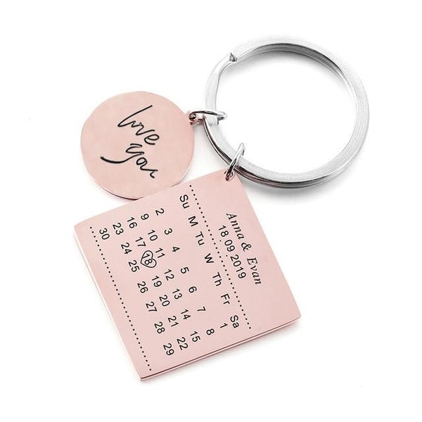 Stainless Steel Custom Calendar Keychain Personalized - tuttostyle4u
