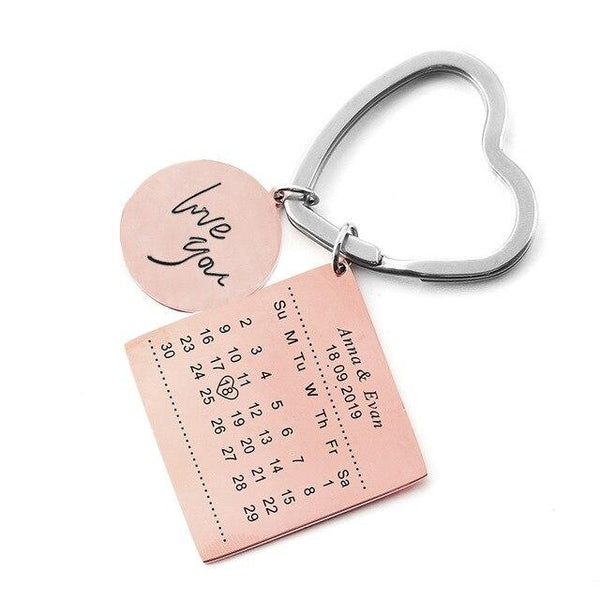 Stainless Steel Custom Calendar Keychain Personalized - tuttostyle4u