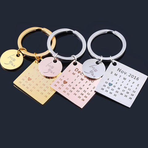 Stainless Steel Custom Calendar Keychain Personalized - tuttostyle4u