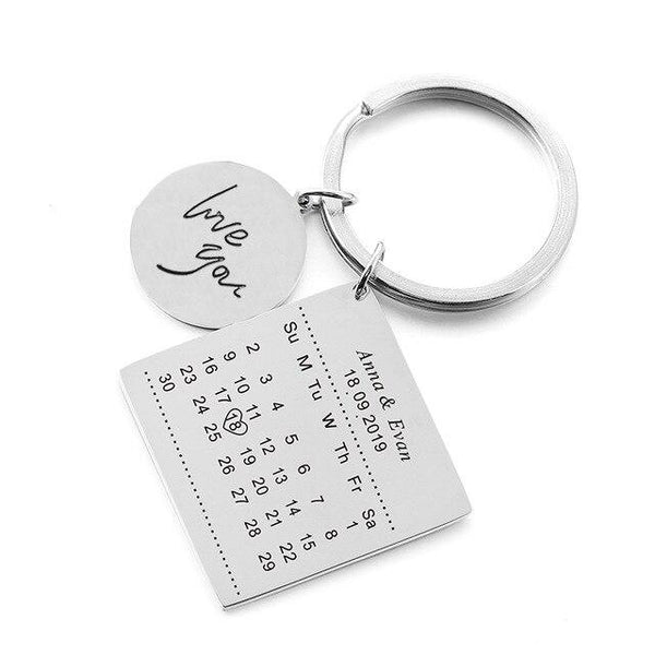 Stainless Steel Custom Calendar Keychain Personalized - tuttostyle4u