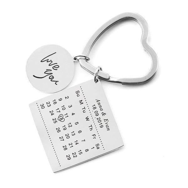 Stainless Steel Custom Calendar Keychain Personalized - tuttostyle4u