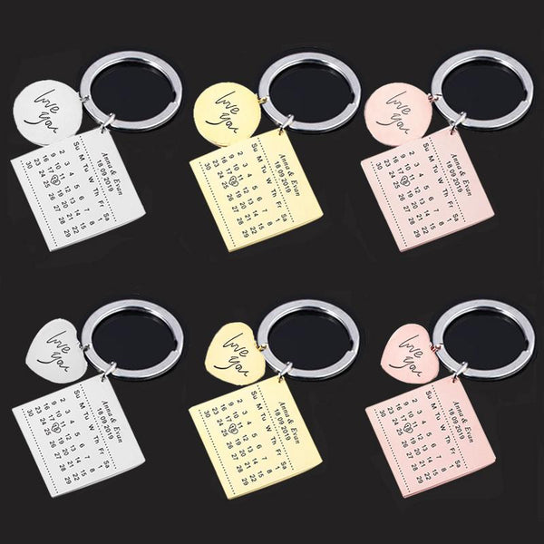 Stainless Steel Custom Calendar Keychain Personalized - tuttostyle4u
