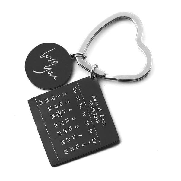 Stainless Steel Custom Calendar Keychain Personalized - tuttostyle4u