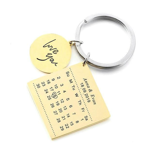 Stainless Steel Custom Calendar Keychain Personalized - tuttostyle4u