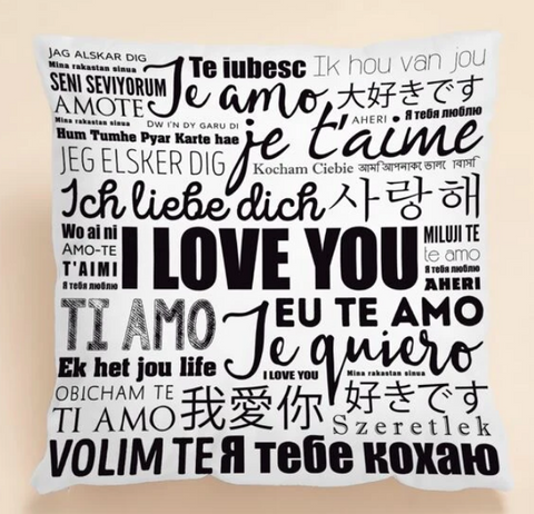 I LOVE YOU Slogan Graphic Cushion Cover Without Filler - tuttostyle4u