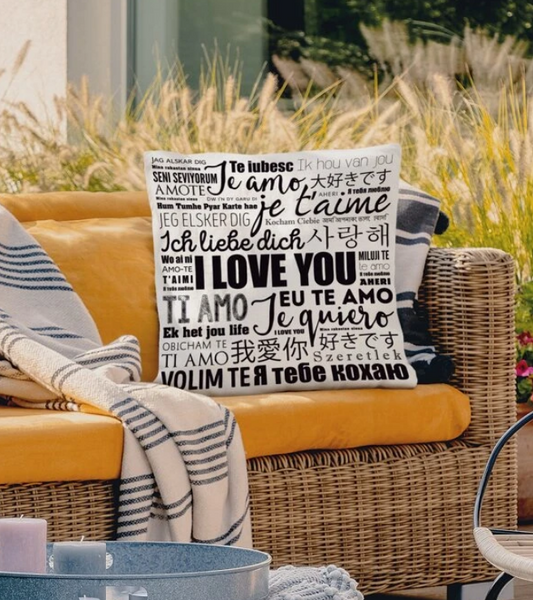 I LOVE YOU Slogan Graphic Cushion Cover Without Filler - tuttostyle4u