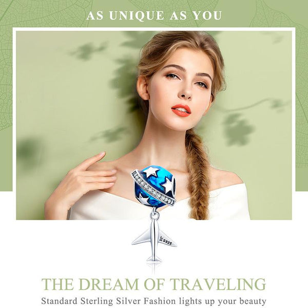 Traveling Airplane Cute Blue Beads Original Charm - tuttostyle4u