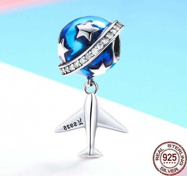 Traveling Airplane Cute Blue Beads Original Charm - tuttostyle4u