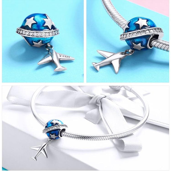Traveling Airplane Cute Blue Beads Original Charm - tuttostyle4u
