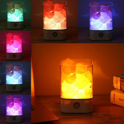 USB Crystal LED Light natural Himalayan salt lamp Mood Creator led Air Purifier - tuttostyle4u