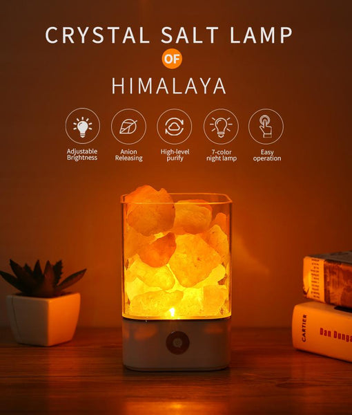 USB Crystal LED Light natural Himalayan salt lamp Mood Creator led Air Purifier - tuttostyle4u
