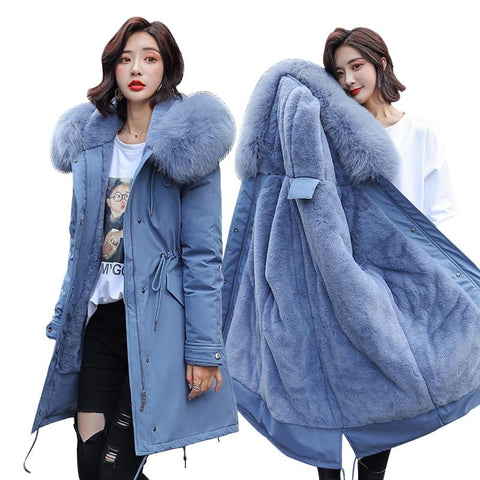 Winter Parkas coat hooded fur collar thick section warm - tuttostyle4u