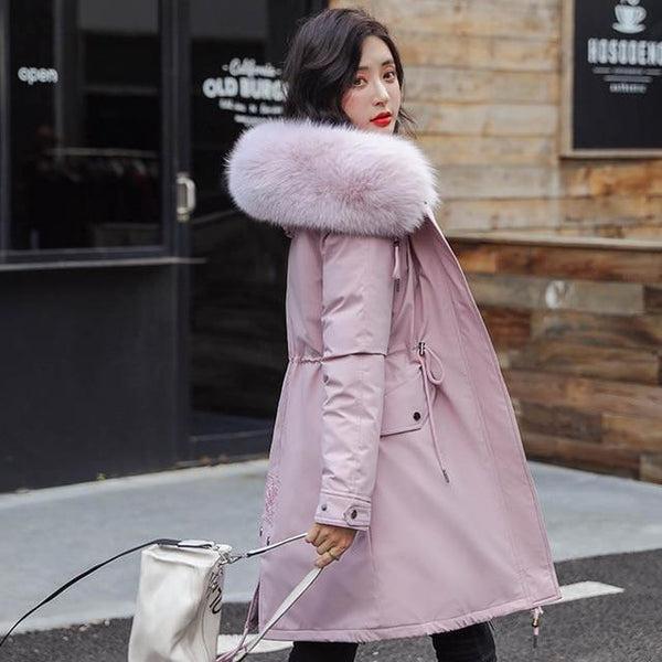 Winter Parkas coat hooded fur collar thick section warm - tuttostyle4u