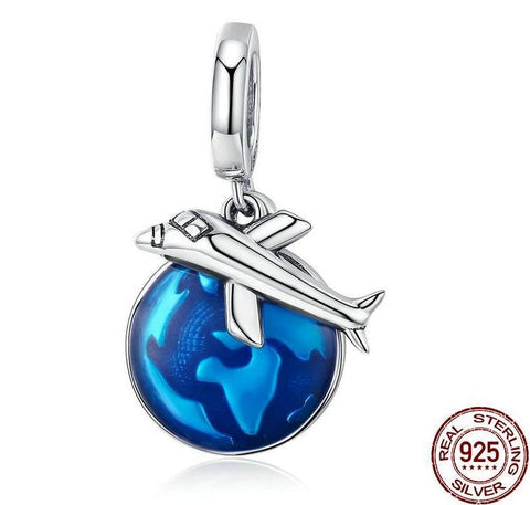 World Travel Planet & Earth Blue Dangle Charm - tuttostyle4u