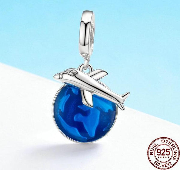 World Travel Planet & Earth Blue Dangle Charm - tuttostyle4u
