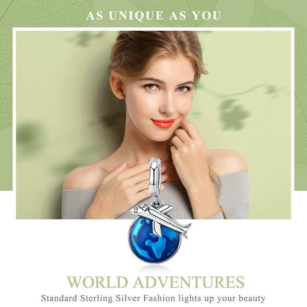 World Travel Planet & Earth Blue Dangle Charm - tuttostyle4u