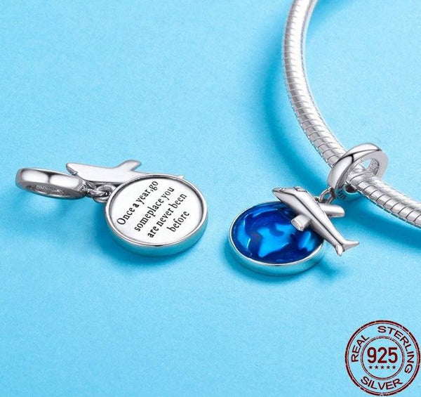 World Travel Planet & Earth Blue Dangle Charm - tuttostyle4u