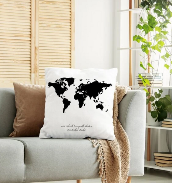 World Map Print Cushion Cover Without Filler - tuttostyle4u