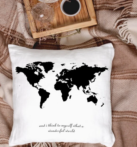World Map Print Cushion Cover Without Filler - tuttostyle4u