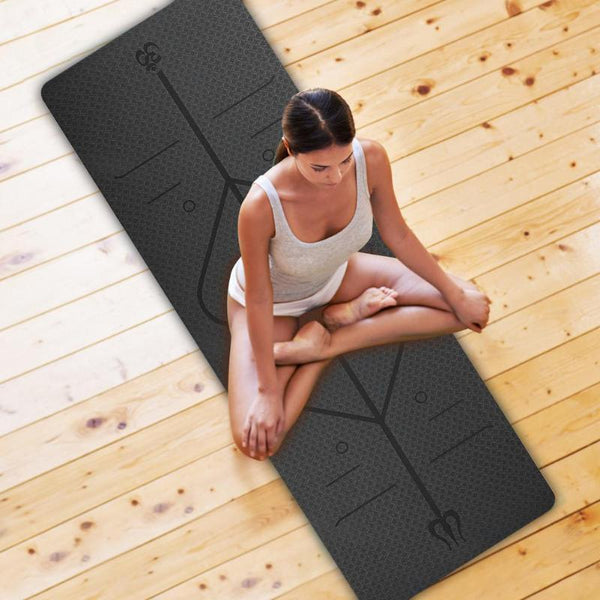 Yoga Mat with Position Line Non Slip Fitness Exercise Carpet Mat Workout - tuttostyle4u