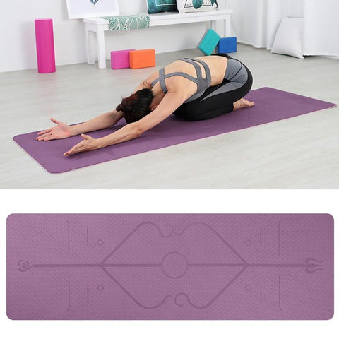 Yoga Mat with Position Line Non Slip Fitness Exercise Carpet Mat Workout - tuttostyle4u