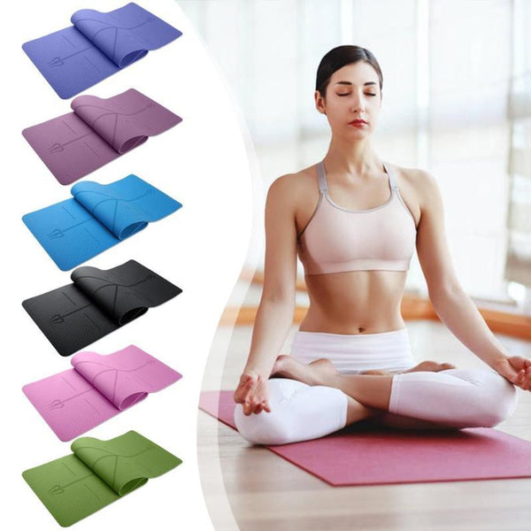 Yoga Mat with Position Line Non Slip Fitness Exercise Carpet Mat Workout - tuttostyle4u