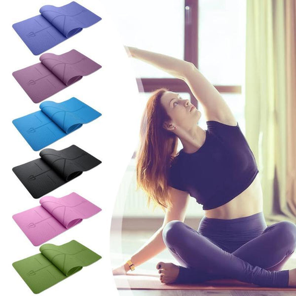 Yoga Mat with Position Line Non Slip Fitness Exercise Carpet Mat Workout - tuttostyle4u