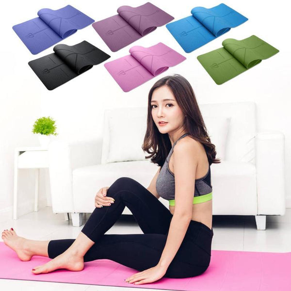 Yoga Mat with Position Line Non Slip Fitness Exercise Carpet Mat Workout - tuttostyle4u